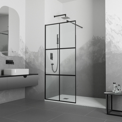 Душевая перегородка RGW WA-011B 110 см, прозрачное, профиль черный фото в интернет-магазине Русалия