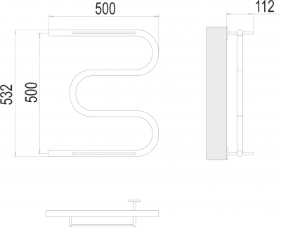 Водяной полотенцесушитель М-образный с/п (1") 500х500 4620768880339 Terminus фото в интернет-магазине Русалия