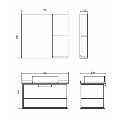 COMFORTY. Зеркало-шкаф "Кёльн-75" дуб темный фото в интернет-магазине Русалия
