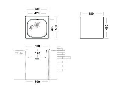Кухонная мойка UKINOX Спектр SPM500.500 -GT6K -C, 50*50 фото в интернет-магазине Русалия