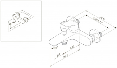 F8010016 Like смеситель для ванны и душа, излив 199 мм, хром, шт фото в интернет-магазине Русалия