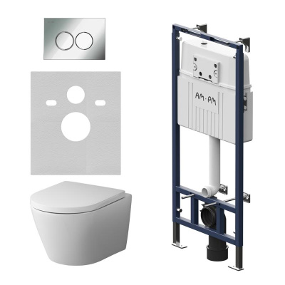 IS100151.741701 Инсталляция MasterFit с клав L глянц хром с подвес унит Sense FlashClean с сид Am.Pm фото в интернет-магазине Русалия