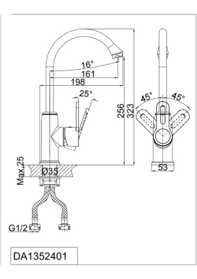 Смеситель для кухни DK Rhein Paulinus (DA1352401) фото в интернет-магазине Русалия