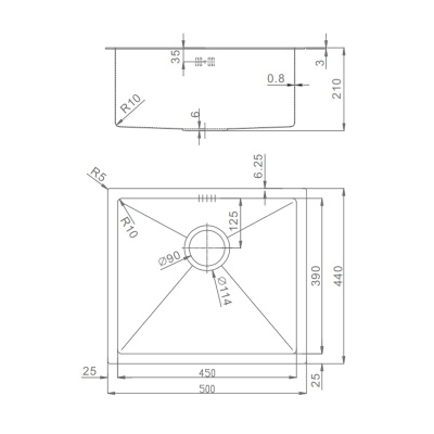 Кухонная мойка Raglo R703.5044.05, сатин фото в интернет-магазине Русалия