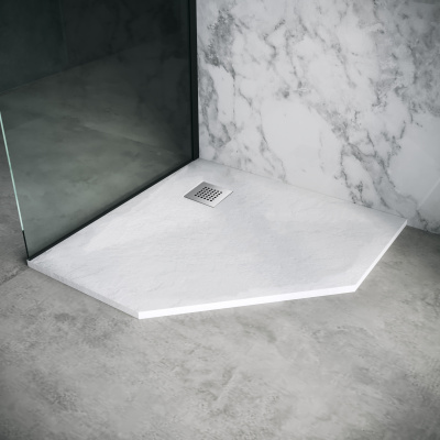 Поддон каменный трапеция белый (90*90*2,5) Strong GR-S19090D Grossman фото в интернет-магазине Русалия