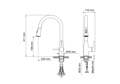 Смеситель для кухни с выдвижной лейкой Timo Saona хром (2336/00FL) фото в интернет-магазине Русалия