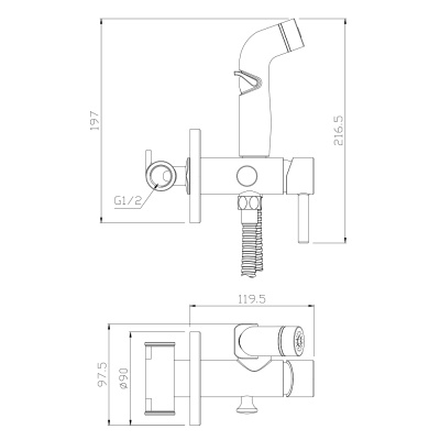 Смеситель OLIVE'S встраиваемый с гигиенической лейкой BALEAR (13142BL) фото в интернет-магазине Русалия
