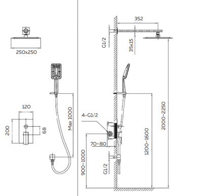 Душевая система AltroBagno Lamberto 040105 MB AltroBagnoLamberto040105MB фото в интернет-магазине Русалия