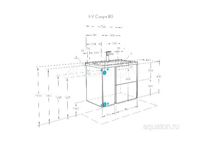 Тумба под раковину AQUATON Стоун 80 грецкий орех 1A228201SXC80 фото в интернет-магазине Русалия