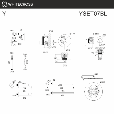 Система для ванны скрытого монтажа WHITECROSS Y YSET07BL (черный мат) фото в интернет-магазине Русалия