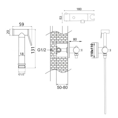 Гигиенический душ с термостатом Rose R915, хром фото в интернет-магазине Русалия