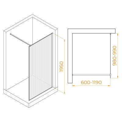 Душевая перегородка RGW WA-08 1000, стекло Ribbed (Ребристое), профиль хром фото в интернет-магазине Русалия