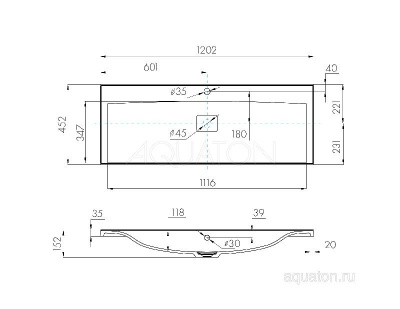 Раковина AQUATON Айрис M 1200 белая 1A73283KAG010 фото в интернет-магазине Русалия