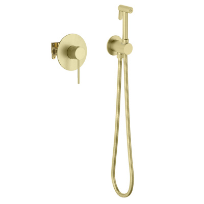 Смеситель встроенный с гигиеническим душем Timo Saona (2389/17SM) золото матовое фото в интернет-магазине Русалия