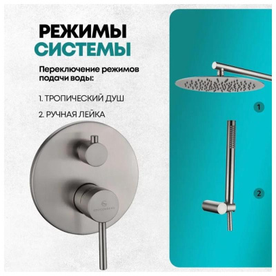 Душевая система встраиваемая (без излива) Grocenberg GB5099NK-3, никель фото в интернет-магазине Русалия