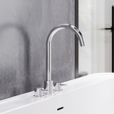 360200000 Scandinavian Pure Смеситель для умывальника, встраиваемый в столешницу, трёхсекционный, хр Damixa фото в интернет-магазине Русалия