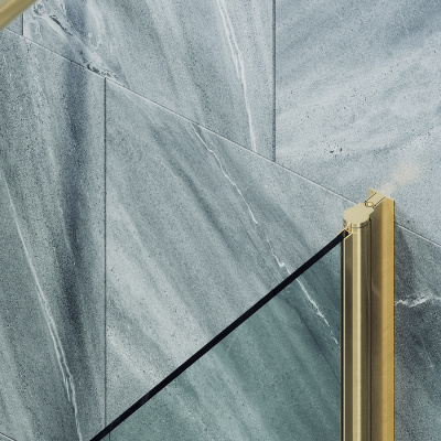 Распашная шторка для ванны поворотная на монопетле 60 см, стекло прозрачное, профиль золото MGV-598-3 Maybah Glass фото в интернет-магазине Русалия