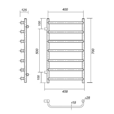 Водяной полотенцесушитель Стефано П7 400x700-500 АБР, античная бронза Domoterm фото в интернет-магазине Русалия