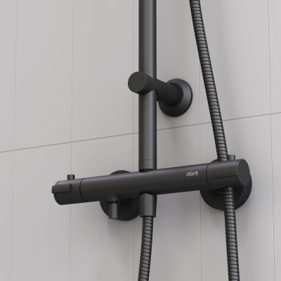 D0710522 New plus, Душевая система с термостатическим ванно-душевым смесителем , черный фото в интернет-магазине Русалия