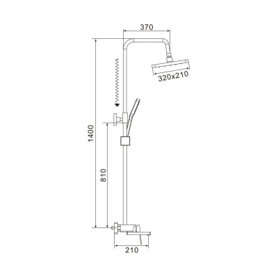 Душевая система Shevanik S6826T, оружейная сталь фото в интернет-магазине Русалия