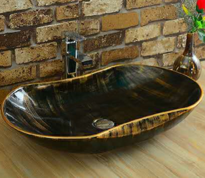 Раковина накладная овальная под черненую бронзу MNC 7097 CeramaLux фото в интернет-магазине Русалия