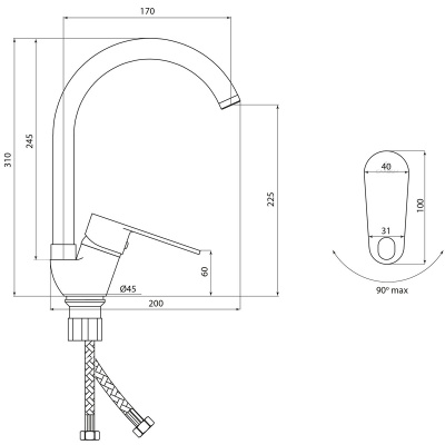 Смеситель Славен для кухни Коттедж Л (СЛ-ОД-Л22) фото в интернет-магазине Русалия