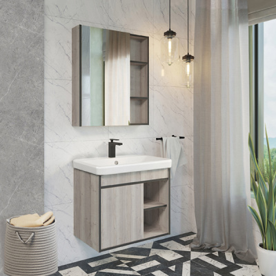 Зеркало-шкаф Comforty Вена-70 дуб дымчатый фото в интернет-магазине Русалия