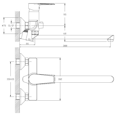 Смеситель для ванны Rossinka RS28 (RS28-33) фото в интернет-магазине Русалия