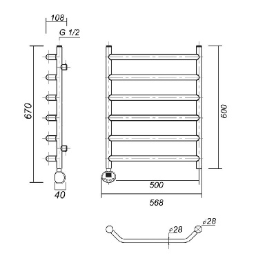Электрический полотенцесушитель Лаура Плюс П6 500х600 АБР EL, античная бронза Domoterm фото в интернет-магазине Русалия