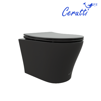 Унитаз ADIGE Aria MB подвесной безободковый черный матовый, ТЕРМООБЖИГ (не плёнка) CT9246 Ceruttispa (490х360х355) фото в интернет-магазине Русалия