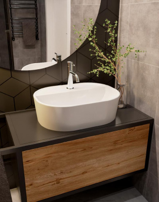 AQM5002 Раковина настольная с отверстием под смеситель. 505x385x120 фото в интернет-магазине Русалия