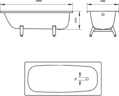 Ванна стальная Donna Vanna DV-73901 170х70 с ножками ВИЗ фото в интернет-магазине Русалия