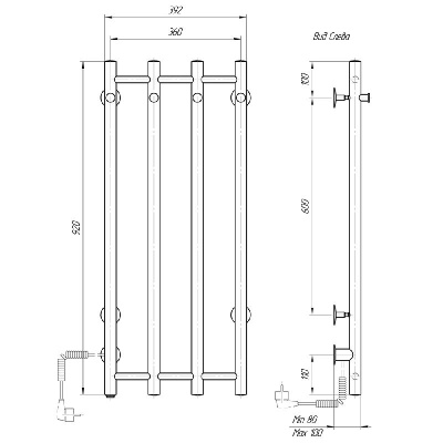 Электрический полотенцесушитель черный DMT 109-V4 36x92 ЧРН EKL фото в интернет-магазине Русалия