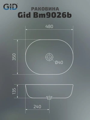 Раковина накладная Gid Bm9026b фото в интернет-магазине Русалия