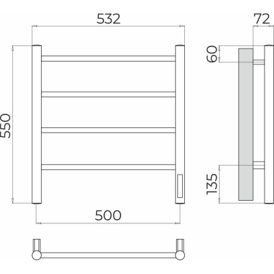 Полотенцесушитель электрический Terminus Аврора П4 50х55 4670078544391 фото в интернет-магазине Русалия