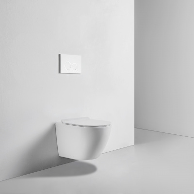 BOND F01-10 Унитаз подвесной безободковый белый с сиденьем с микролифтом фото в интернет-магазине Русалия