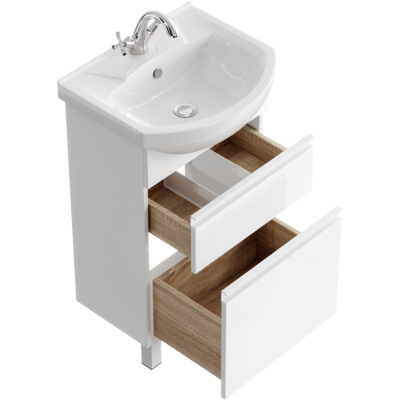 Напольная тумба 50  Rodos белый ROD01052N + умывальник Элеганс 500 4620008195766 Aqwella фото в интернет-магазине Русалия