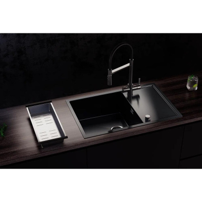 Кухонная мойка Ulgran Steel 780x500, вороненая сталь фото в интернет-магазине Русалия