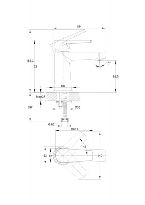 Смеситель для раковины Moduo A64094 Cersanit фото в интернет-магазине Русалия