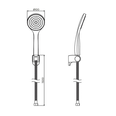 D0208000BL Comfort душевой набор: лейка 1f, шланг, держатель, черный фото в интернет-магазине Русалия