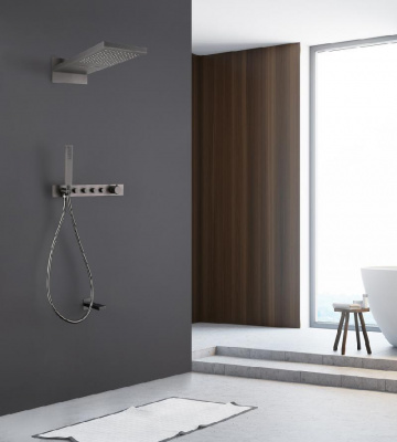 Душевая система ABBER Rund AF8753NG скрытого монтажа с изливом, термостат, никель фото в интернет-магазине Русалия