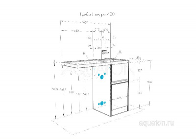 Тумба под раковину AQUATON Лондри 40 белый с фасадом 1A236001LH010 фото в интернет-магазине Русалия