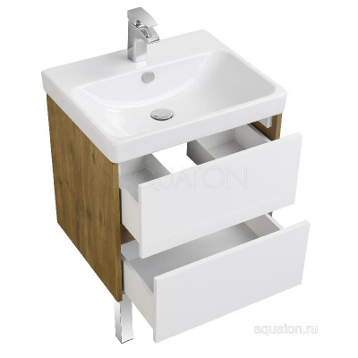 Тумба под раковину AQUATON Сканди 70 белая, дуб рустикальный 1A251801SDZ90 фото в интернет-магазине Русалия