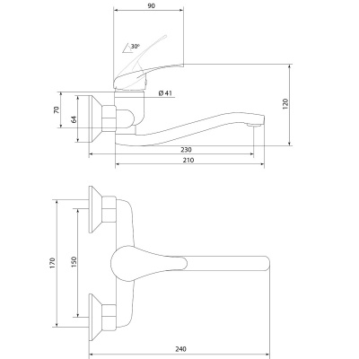 Смеситель Славен для кухни настенный Прораб П (СЛ-ОД-П24) фото в интернет-магазине Русалия