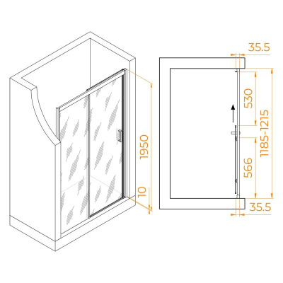 Душевая дверь RGW PA-017B 1200, стекло матовое-сатинат, профиль черный фото в интернет-магазине Русалия