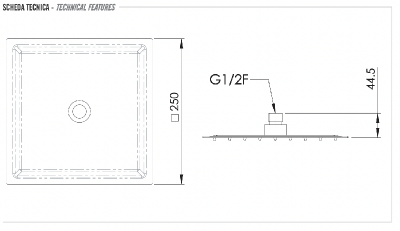 Верхний душ с шарнирным соединением 25 см Remer 357UFS25BOX, белый матовый фото в интернет-магазине Русалия