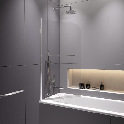 Шторка на ванну RGW SC-114, стекло прозрачное, профиль хром фото в интернет-магазине Русалия