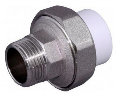 Муфта комбинированная разъемная 32-3/4" НР, белый полипропилен Millennium фото в интернет-магазине Русалия