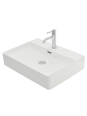 AQM5004 Раковина настольная с отверстием под смеситель. 590х430х120 фото в интернет-магазине Русалия