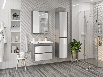 Зеркальный шкаф Balaton 65 левый (комбинированный) BAL-04065-01-01Л Brevita фото в интернет-магазине Русалия